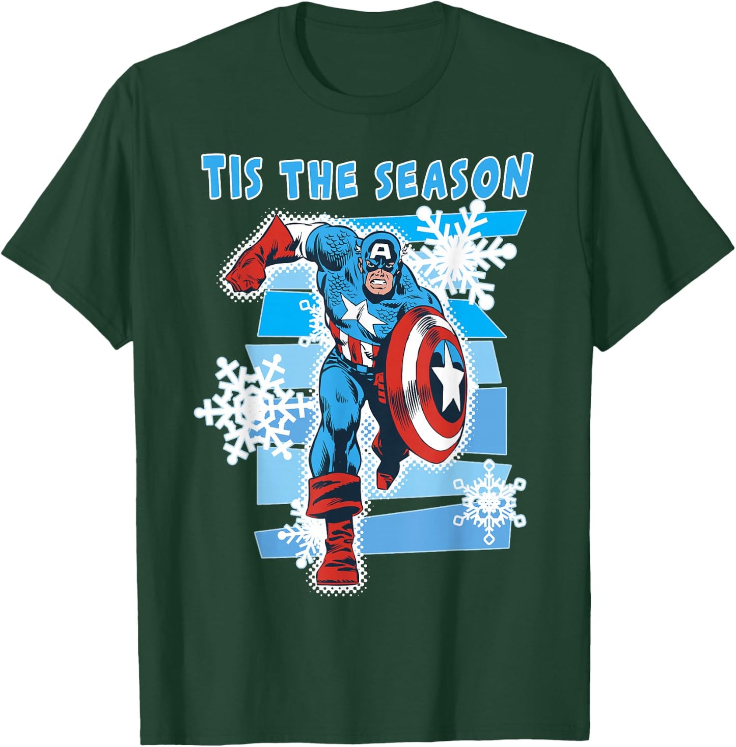 Marvel Captain America Tis The Season Christmas T-Shirt - T-Shirt | Forest