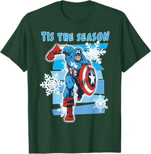 Marvel Captain America Tis The Season Christmas T-Shirt - T-Shirt | Forest