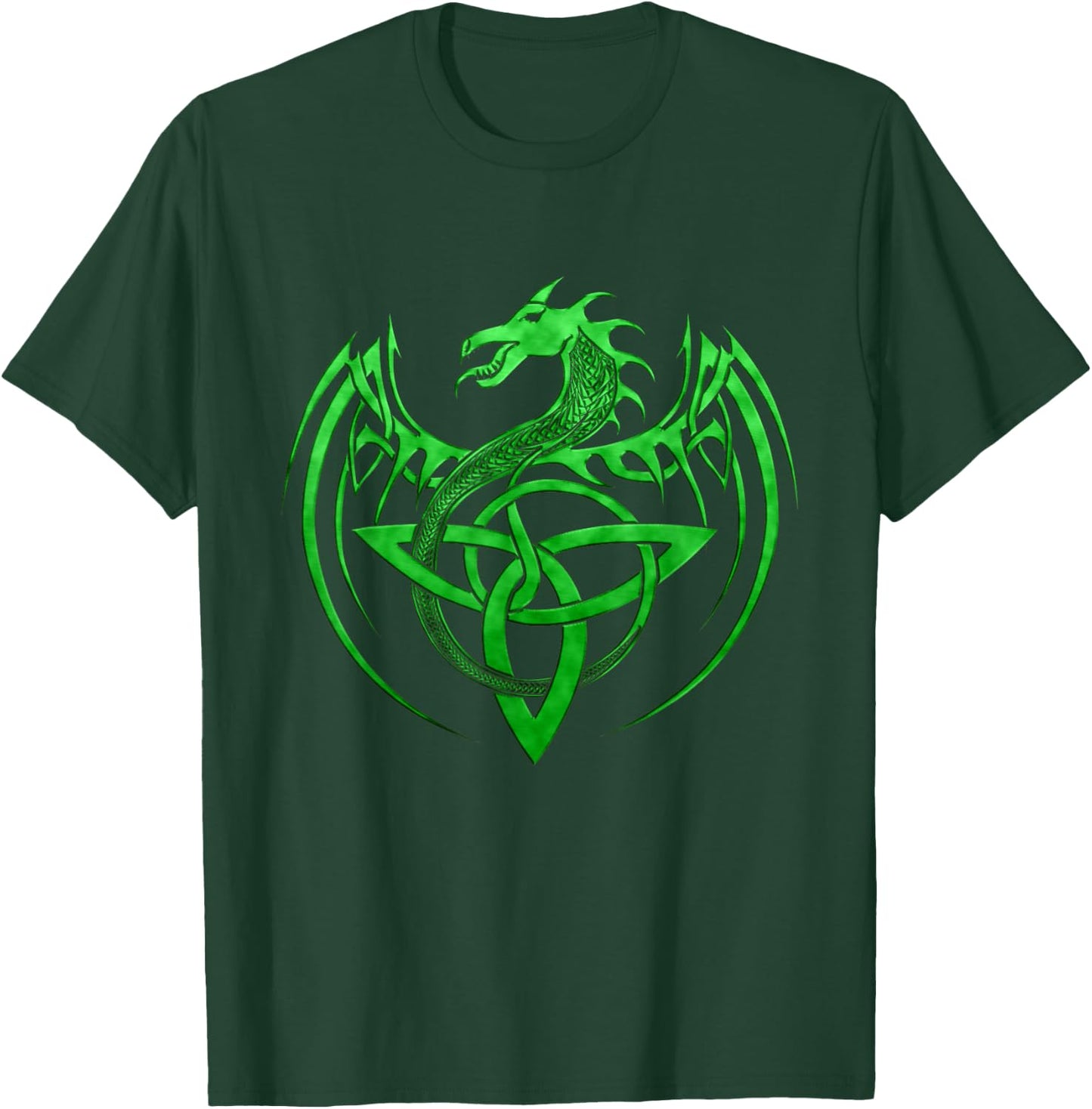 Tribal Irish Green Celtic Knot Fantasy Celtic Dragon T-Shirt - T-Shirt | Forest