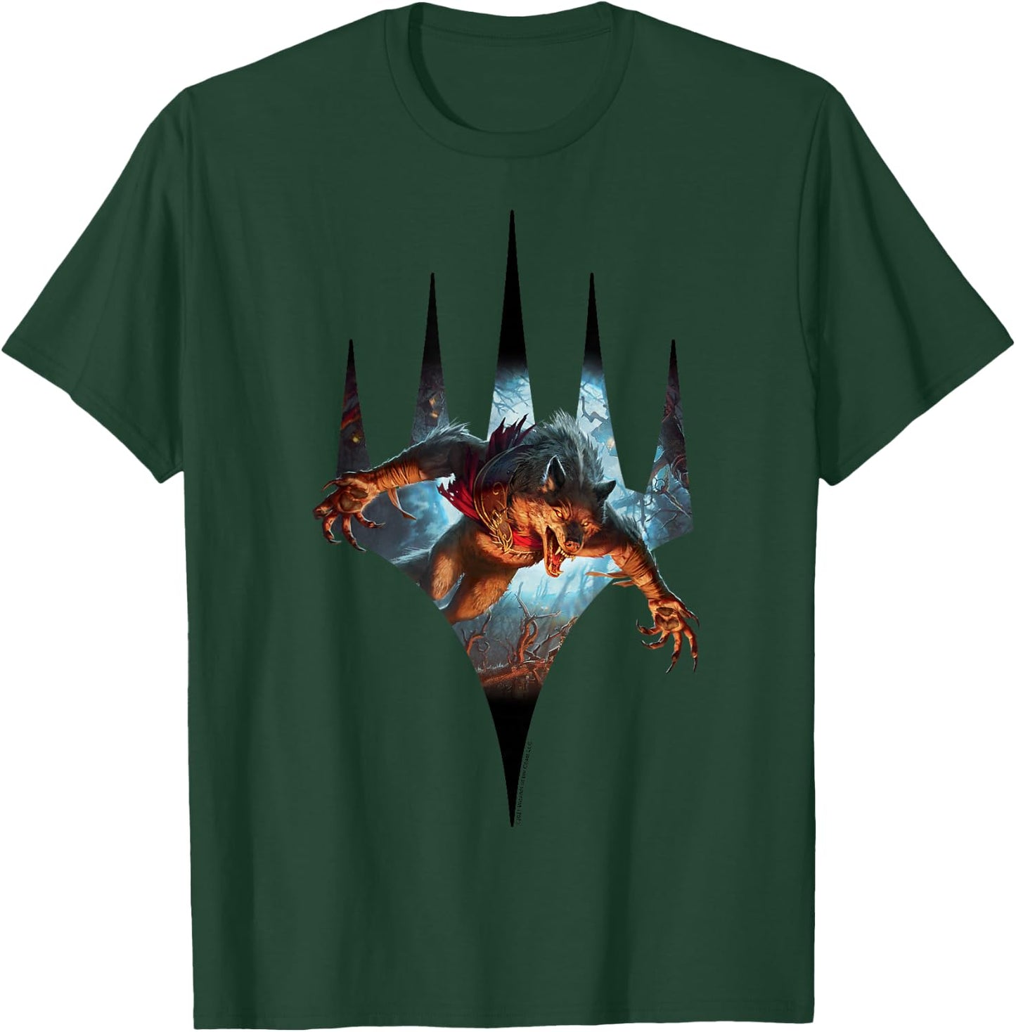 Magic: The Gathering Midnight Hunt Werewolf Magic Logo T-Shirt - T-Shirt | Forest