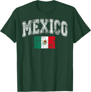 Vintage Mexico Flag Pride Mexican Party Fiesta Men Women Kid T-Shirt - T-Shirt | Forest