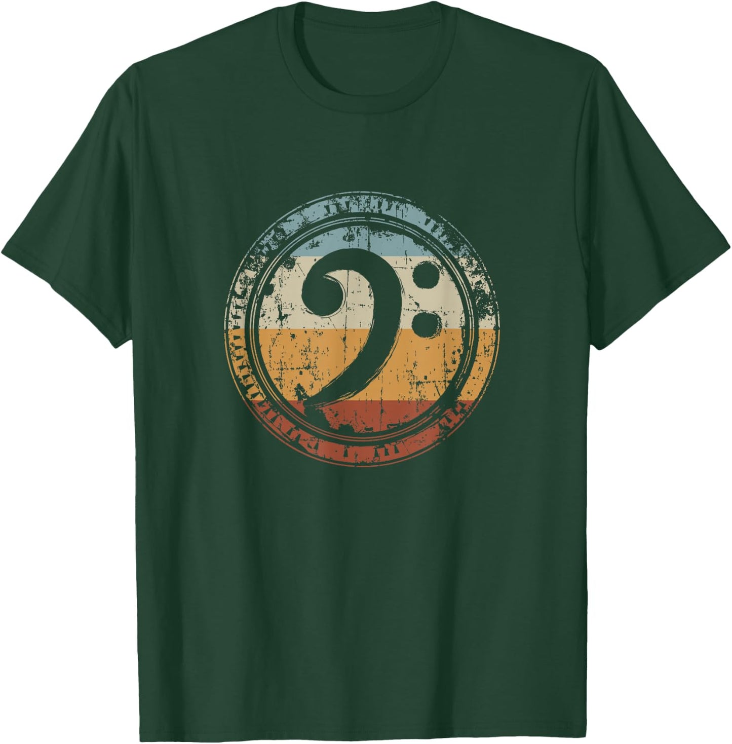 Vintage Bass Clef Gift Bass Guitar Player Bassist T-Shirt - T-Shirt | Forest