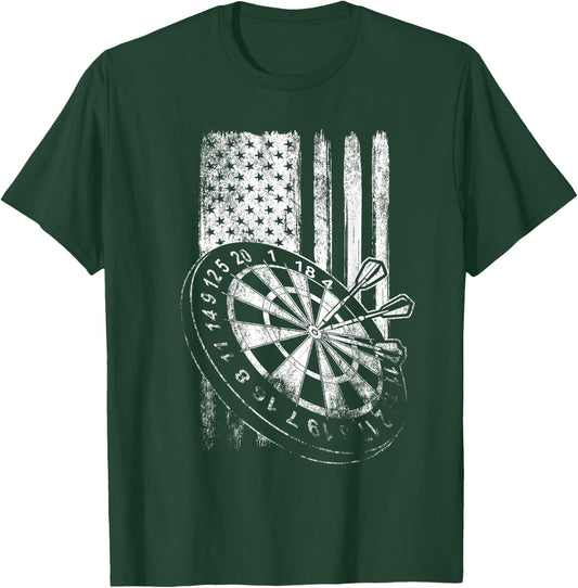 Patriotic US Flag Dartboard Dart Darts Player Men T-Shirt - T-Shirt | Forest