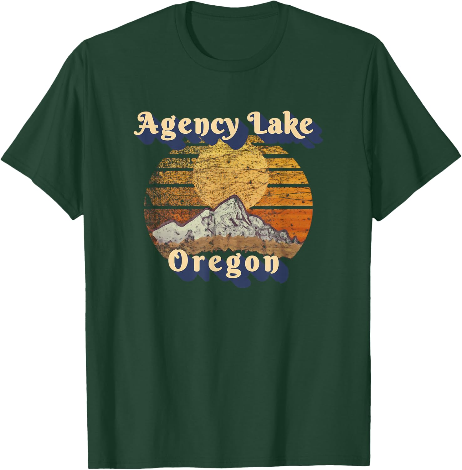 Agency Lake Oregon Retro Mountain Sunset Styled T-Shirt - T-Shirt | Forest