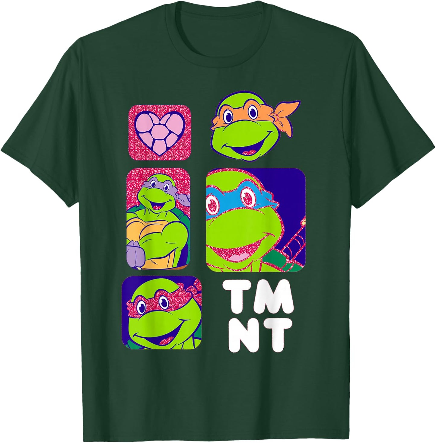 TMNT Heads with Pink Glitter Text T-Shirt - T-Shirt | Forest