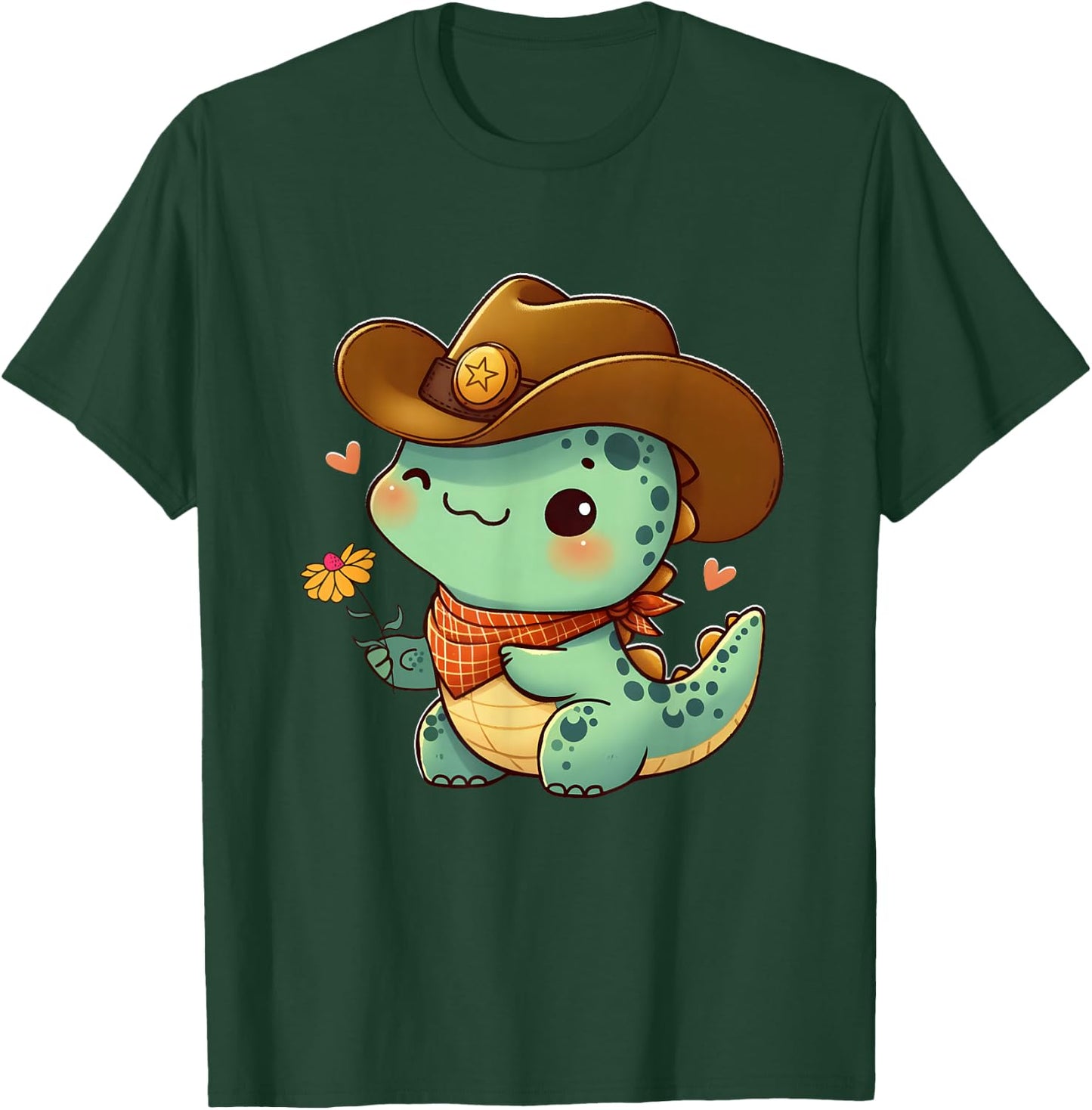 Cute Dino Sheriff Costume Cowboy Western Rodeo Dino Dinosaur T-Shirt - T-Shirt | Forest