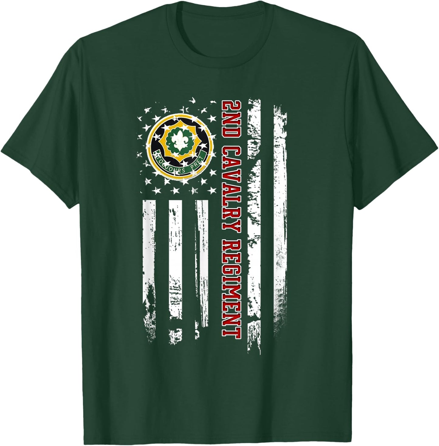 2nd Cavalry Regiment Veteran American Flag Veterans Day Xmas T-Shirt - T-Shirt | Forest