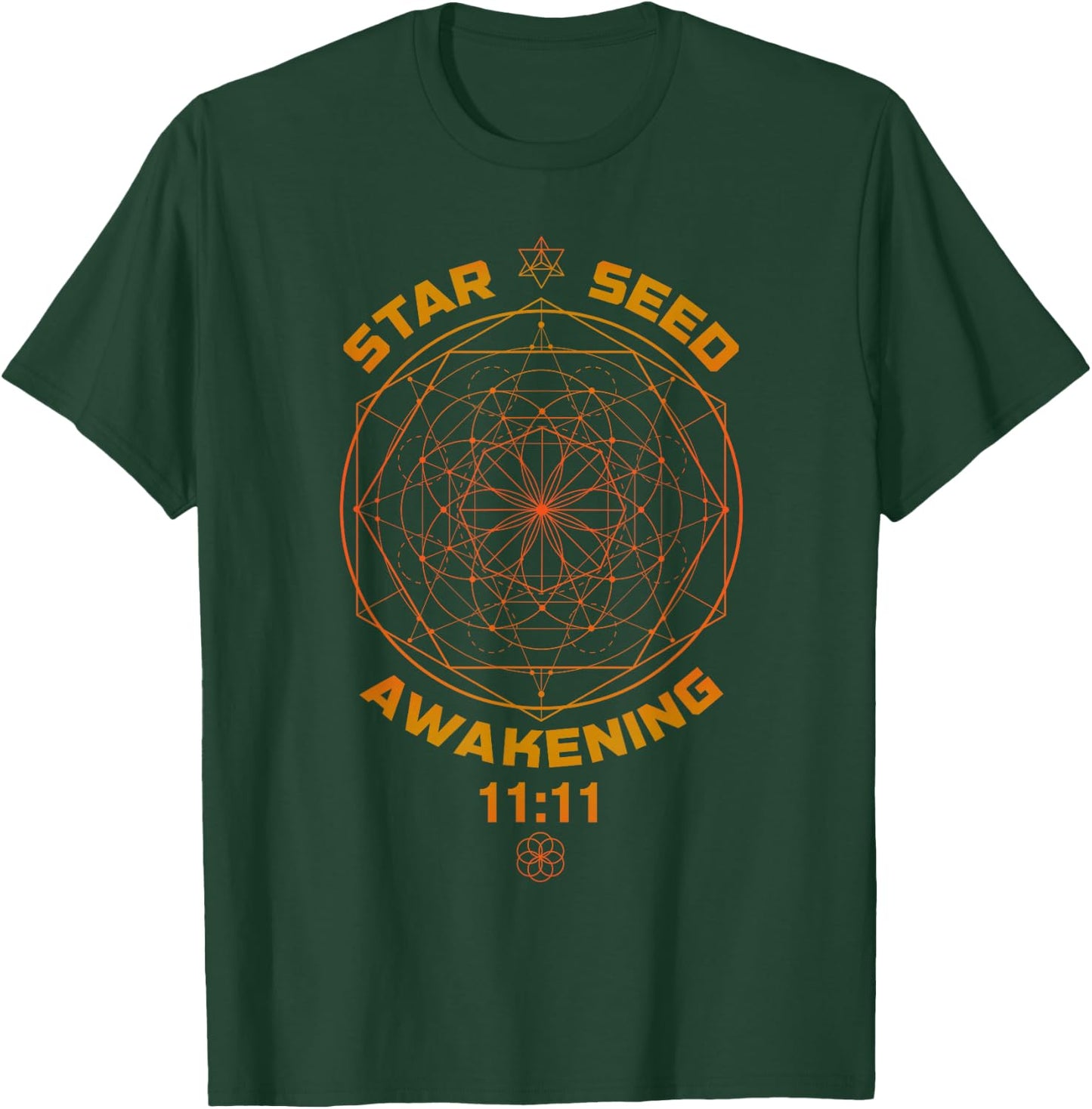 Starseed Awakening 1111 Sacred Geometry T-Shirt - T-Shirt | Forest
