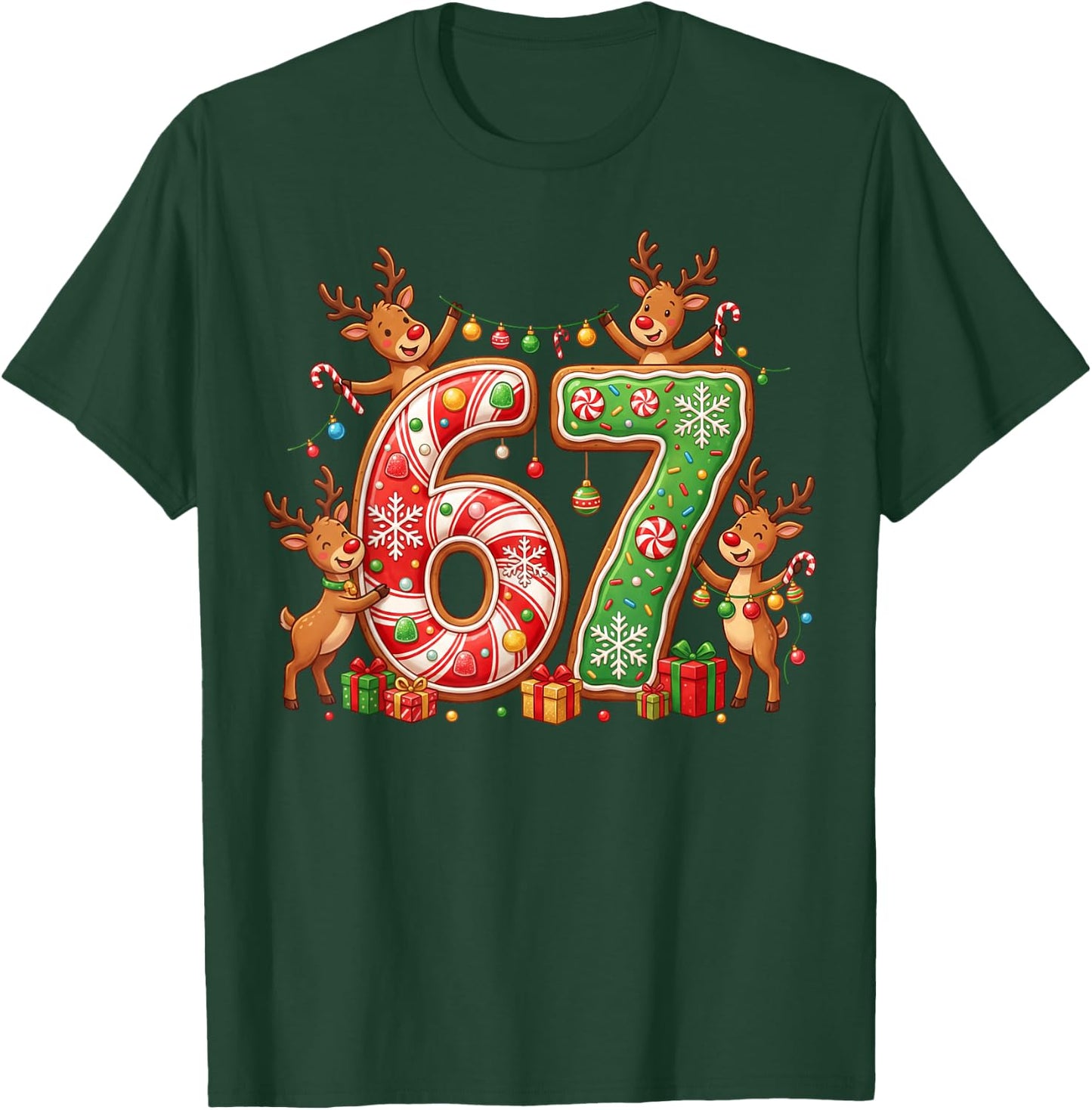 Christmas 67 Funny Xmas Six Seven Ugly Sweater 6-7 T-Shirt - T-Shirt | Forest