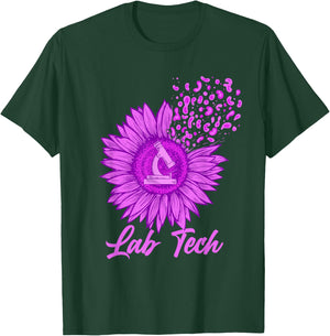 Lab Tech - Sunflower Microscope Laboratory Technician Lover T-Shirt - T-Shirt | Forest