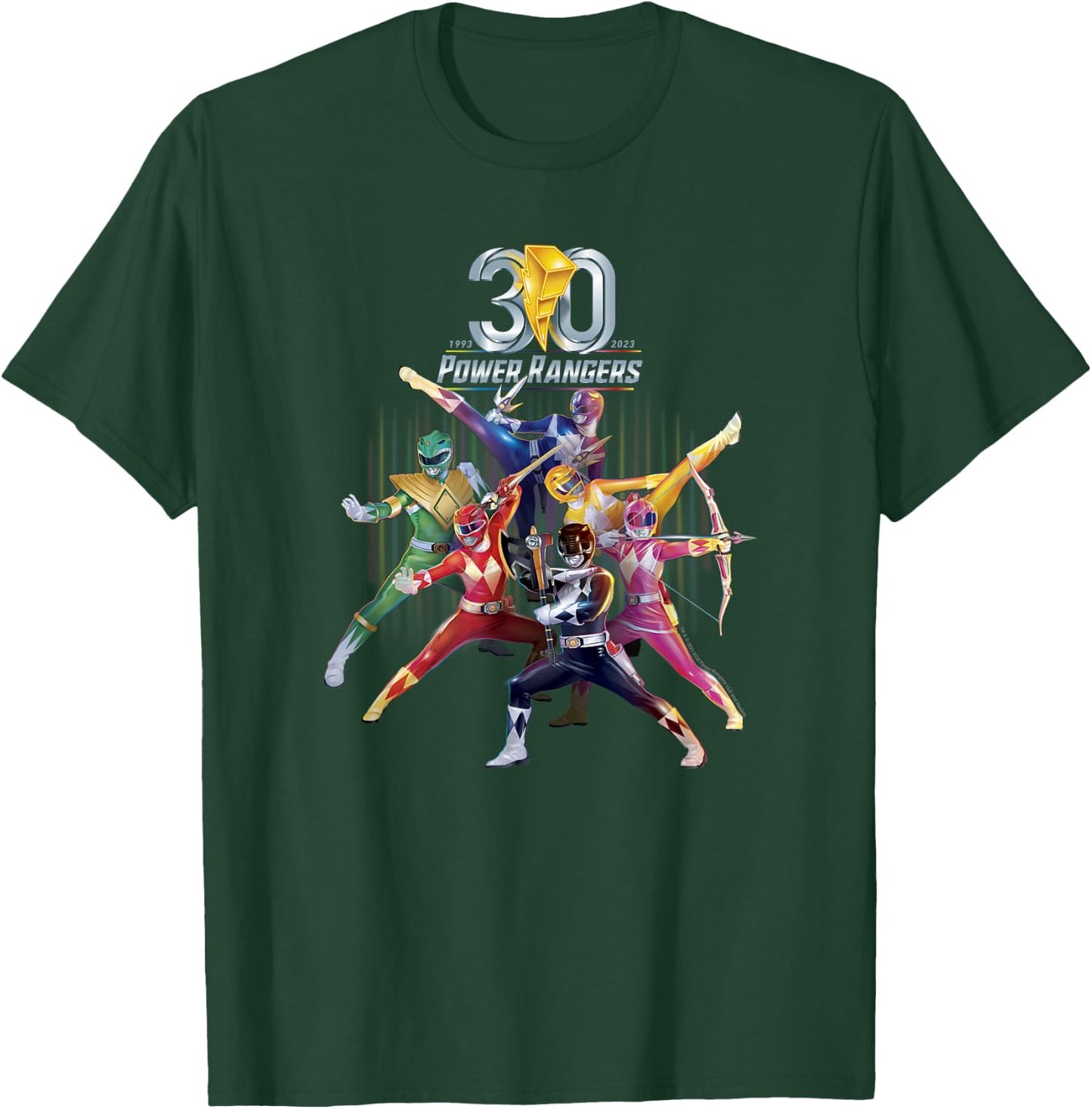 Power Rangers 30th Anniversary Mighty Morphin Vintage Poster Small T-Shirt - T-Shirt | Forest