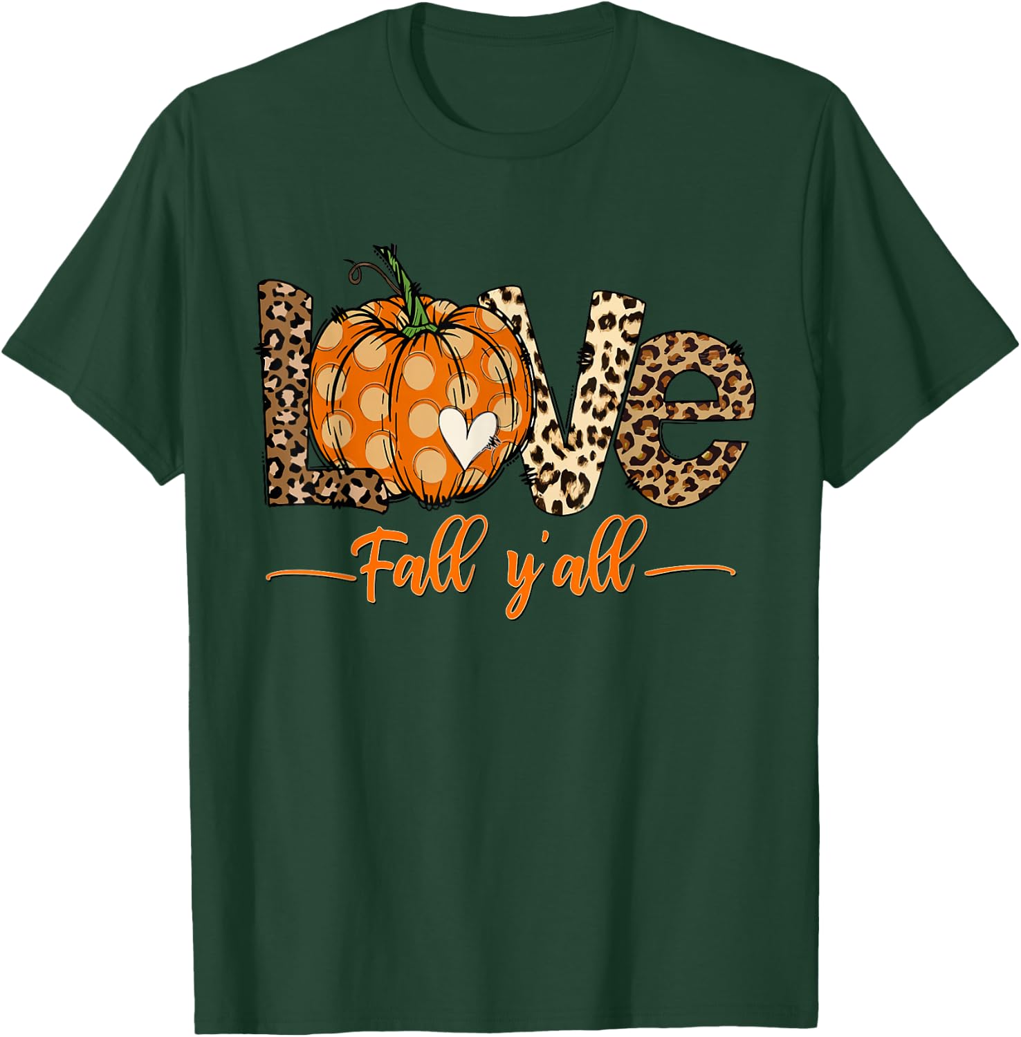 Hello Fall Pumpkin Love Fall Y'All Thanksgiving Hello Fall Pumpkin Love Fall Y'All Leopard Peace Love Fall Black T-Shirt - T-Shirt | Forest