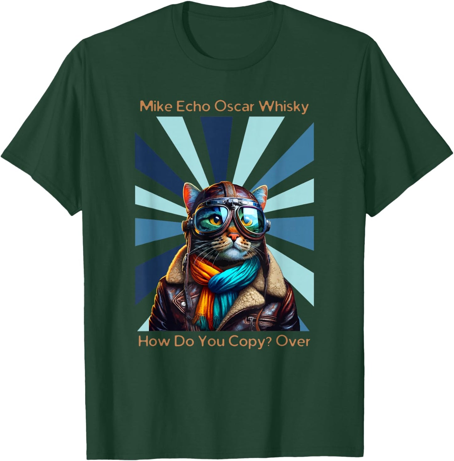 Cats Vintage Apparel Cat Pilot Mike Echo Oscar Whisky How Do You Copy , Small T-Shirt - T-Shirt | Forest