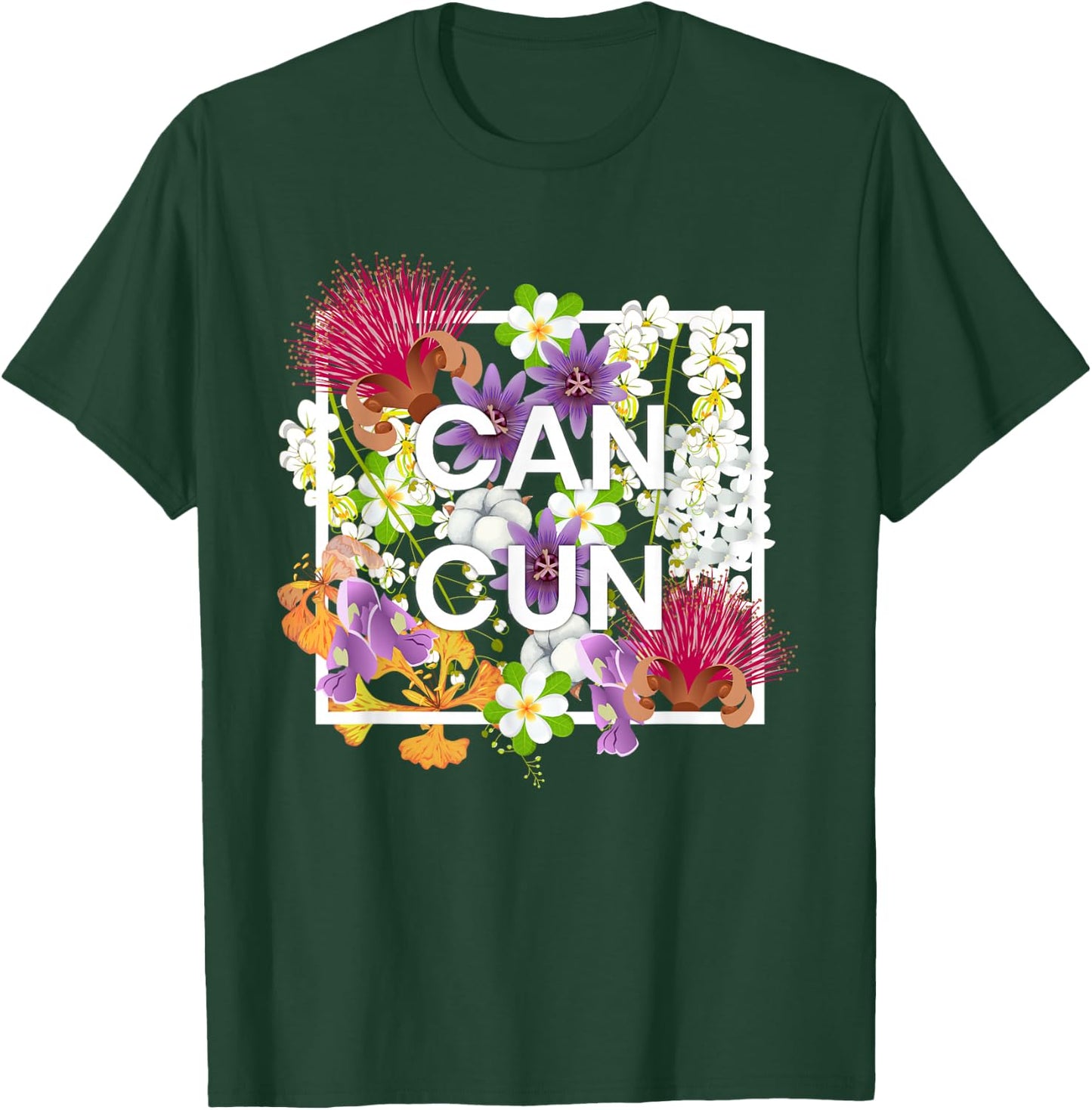 Flowers of Cancun Word Art - Mexican Pride T-Shirt - T-Shirt | Forest
