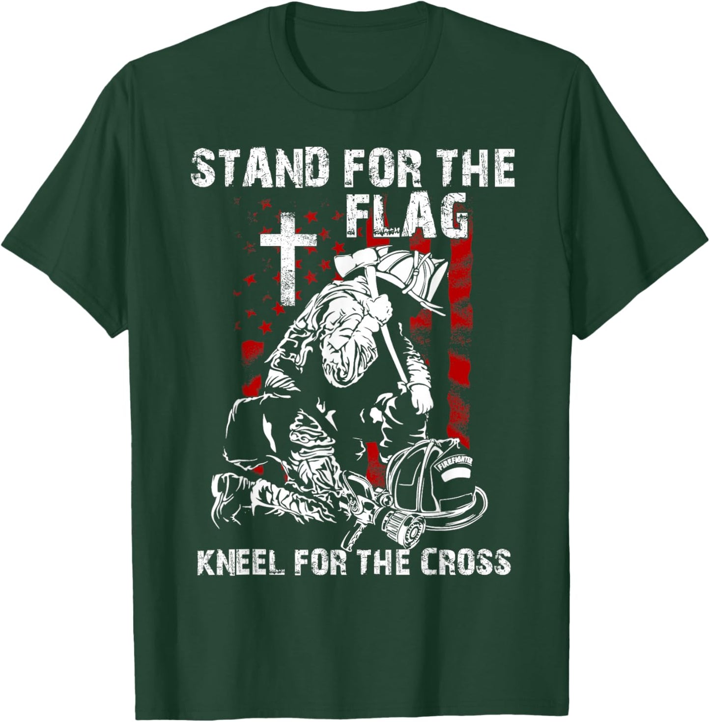 I Stand for the Flag and Kneel for the Cross Shirt USA Flag T-Shirt - T-Shirt | Forest