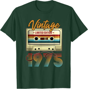 Vintage 1975 50th Birthday Cassette Tape Women B-Day T-Shirt - T-Shirt | Forest