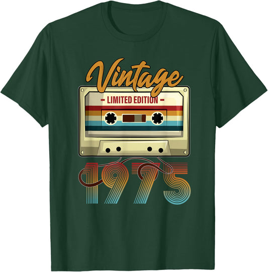 Vintage 1975 50th Birthday Cassette Tape Women B-Day T-Shirt - T-Shirt | Forest
