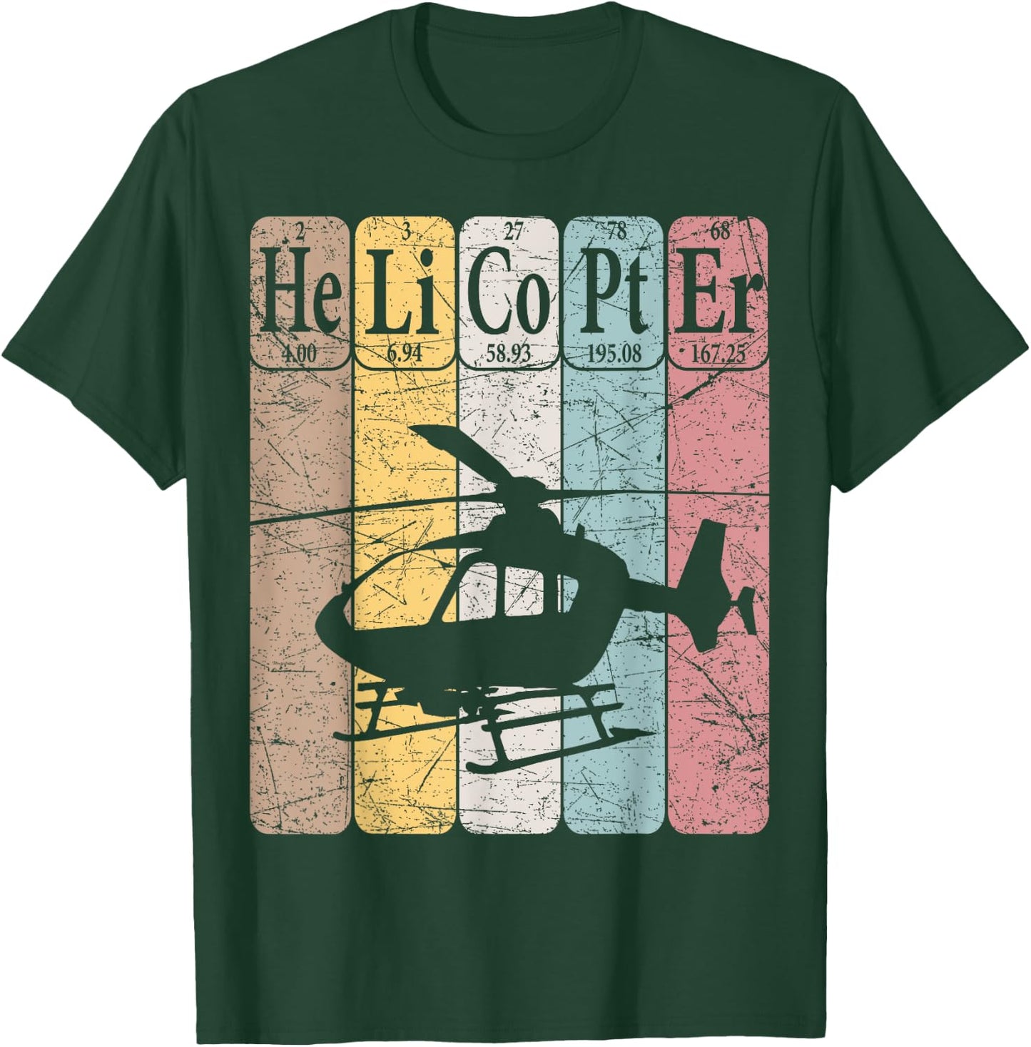Helicopter Periodic Table Elements Aviation Helicopter Pilot T-Shirt - T-Shirt | Forest