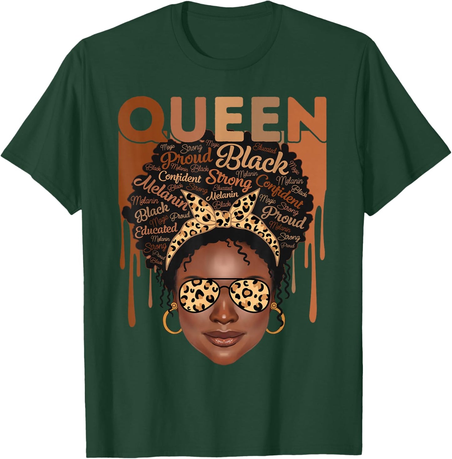 Black Woman Educated Strong Melanin Queen African American T-Shirt - T-Shirt | Forest