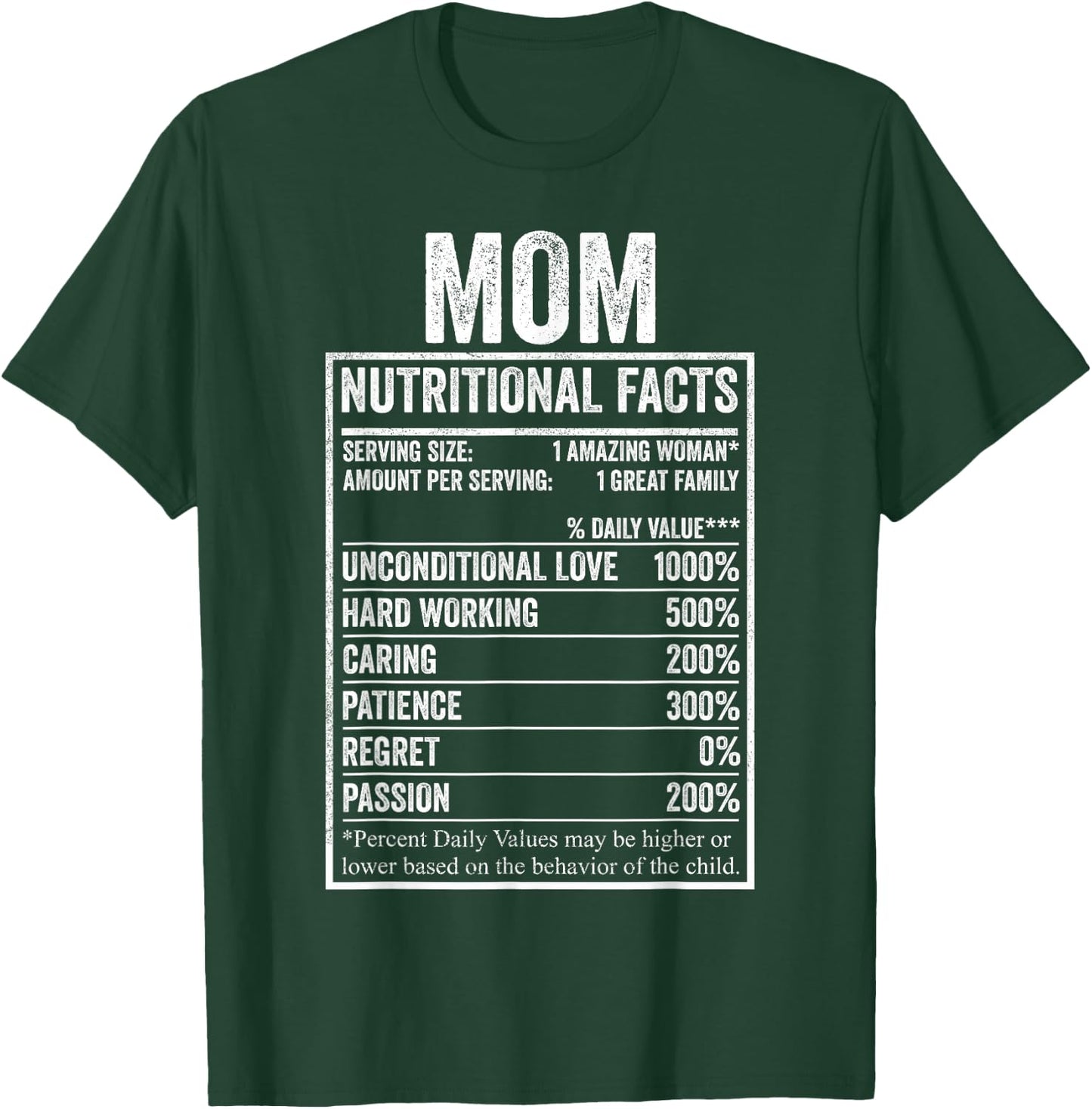 Mom Nutritional Facts Shirt, Funny Women Nutrition T-Shirt - T-Shirt | Forest