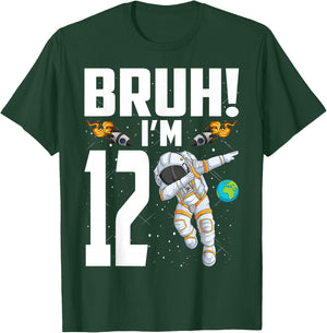 12th Birthday Astronaut Bruh I'm 12 Years Old Birthday T-Shirt - T-Shirt | Forest