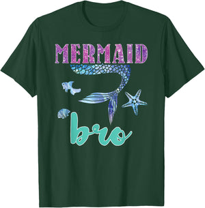 Merbro Brother of a Mermaid Bro Boy Kids Teens Men Toddlers T-Shirt - T-Shirt | Forest