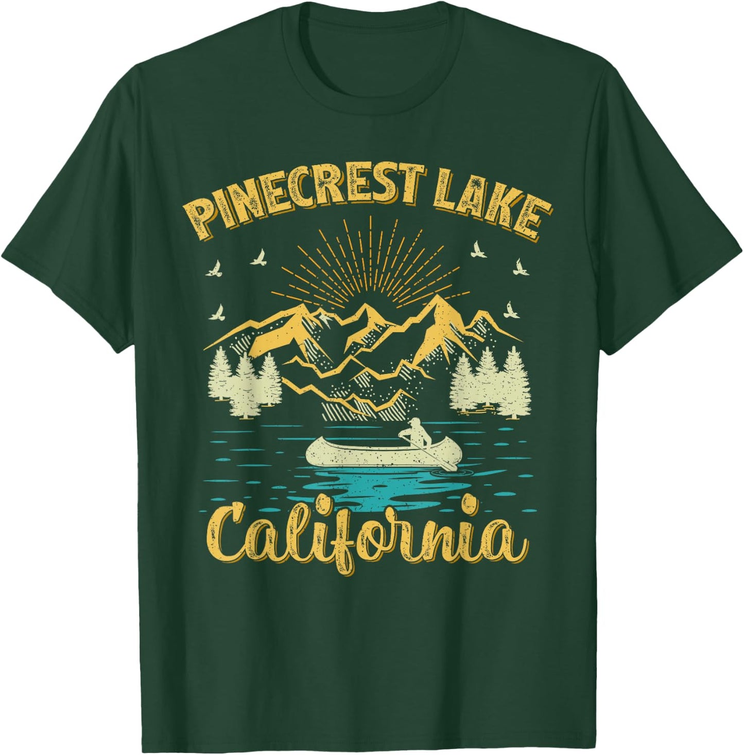 Summer Vacation Retro Mountain California Pinecrest Lake T-Shirt - T-Shirt | Forest