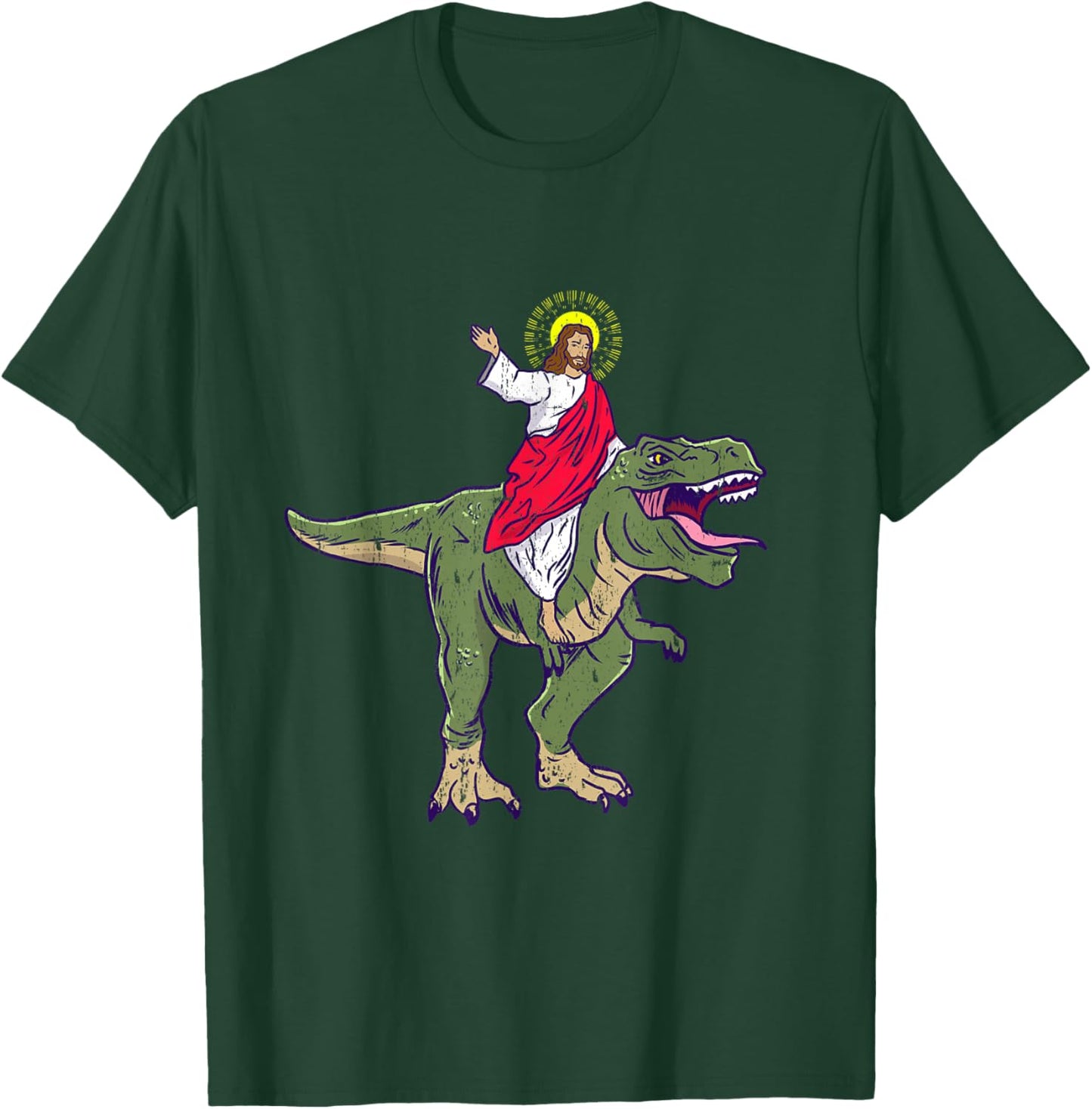 Jesus Riding Dinosaur Vintage T-Shirt - T-Shirt | Forest