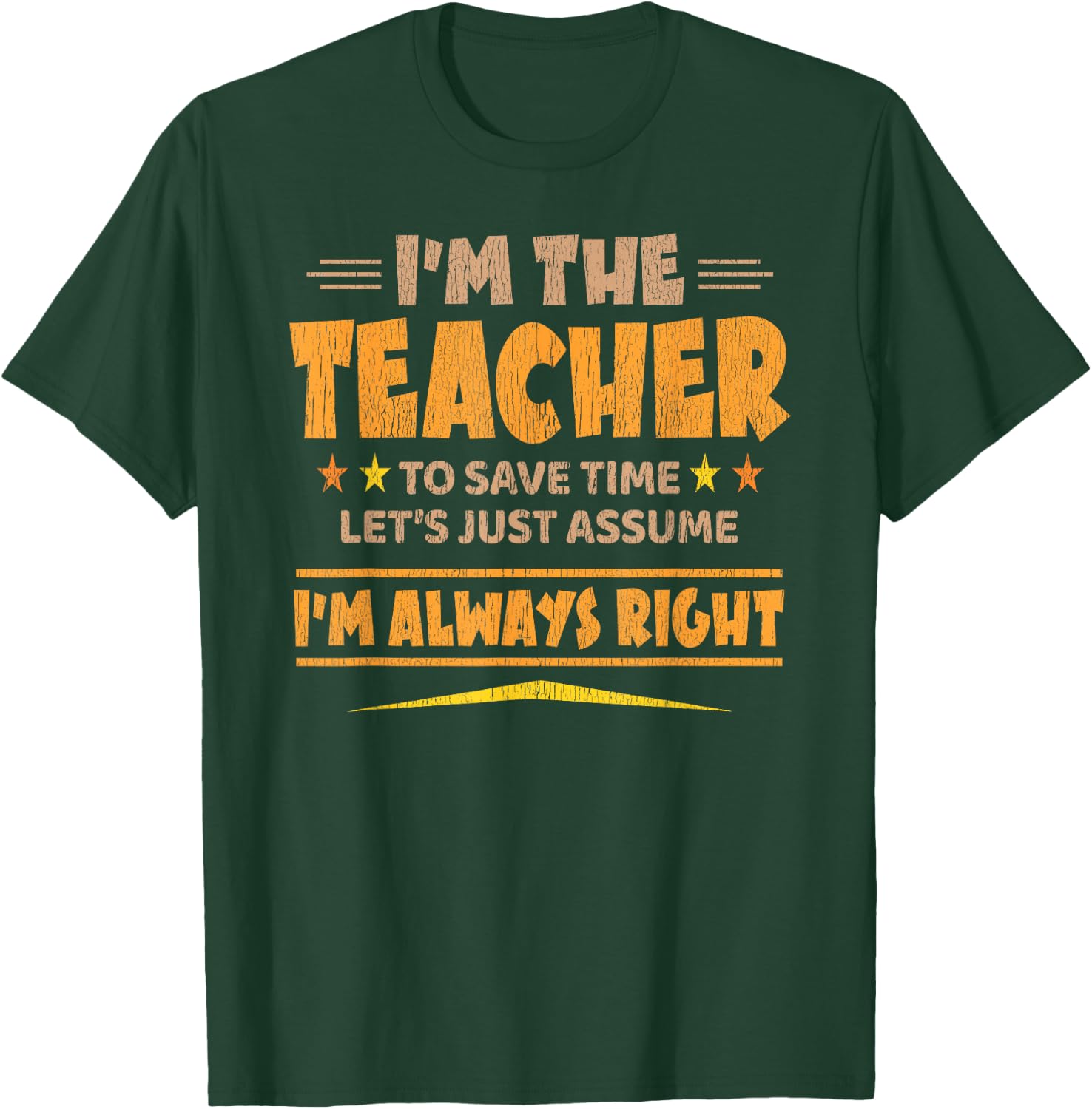 I'M THE TEACHER - I'M ALWAYS RIGHT | Funny Teaching T-Shirt - T-Shirt | Forest