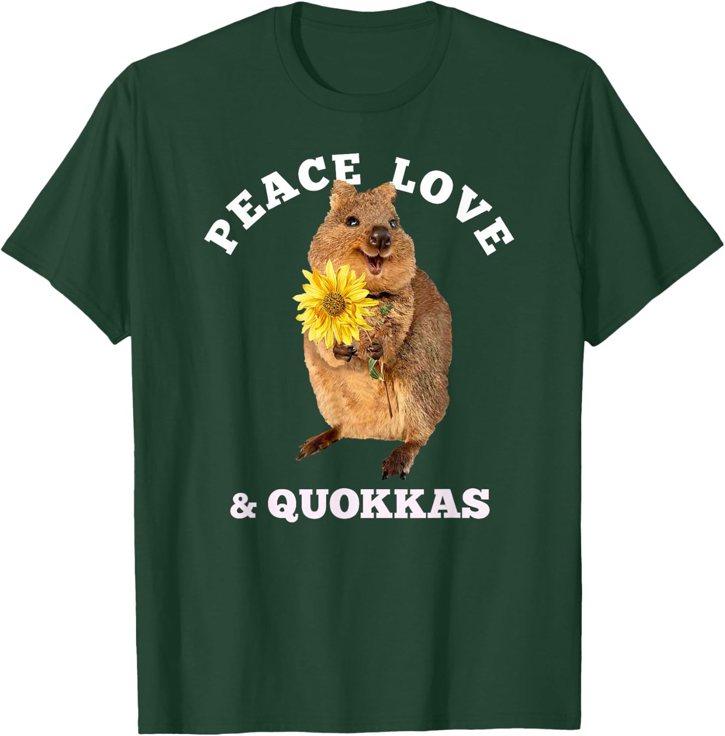 Cute kawaii quokka peace love sunflower T-Shirt - T-Shirt | Forest