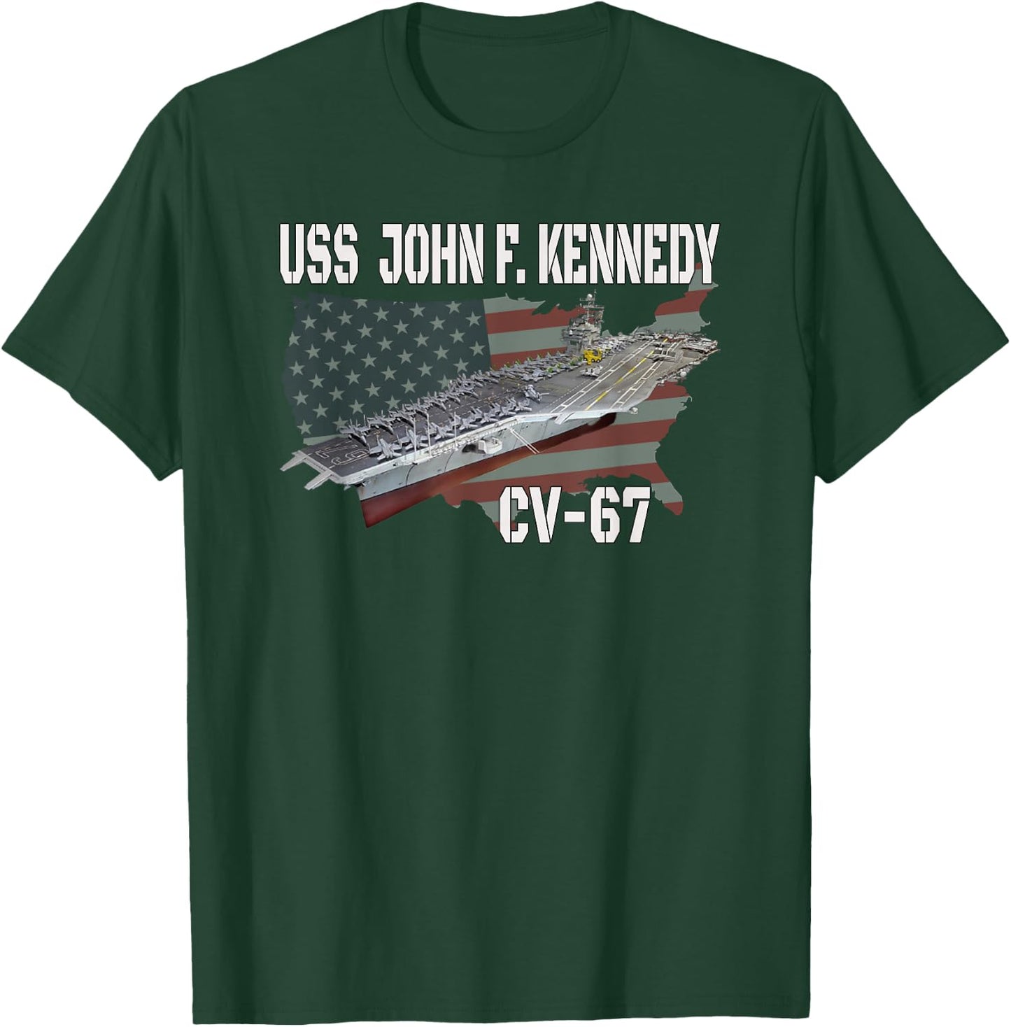 USS John F. Kennedy CV-67 Aircraft Carrier Veterans Day T-Shirt - T-Shirt | Forest