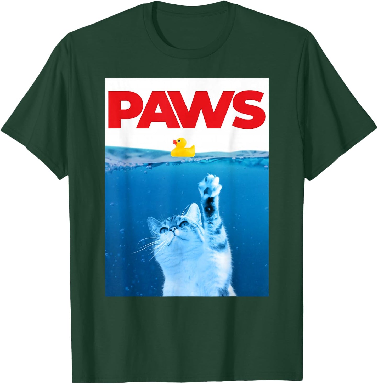 PAWS Cat Yellow Rubber Duck Paws Parody Funny Cat Lover T-Shirt - T-Shirt | Forest