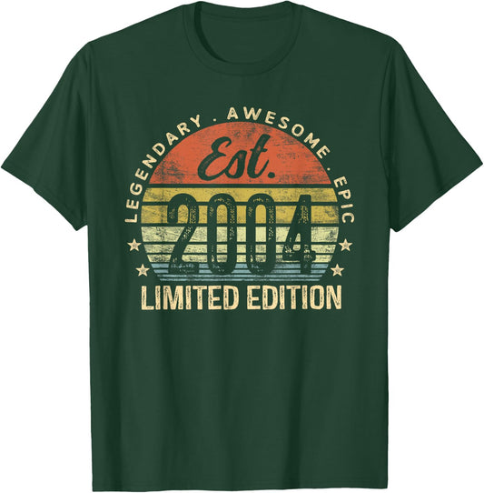Legendary Awesome Epic 2004 Gifts Adults & Kids 21st Birthday Retro Black Short Sleeve Small T-Shirt - T-Shirt | Forest