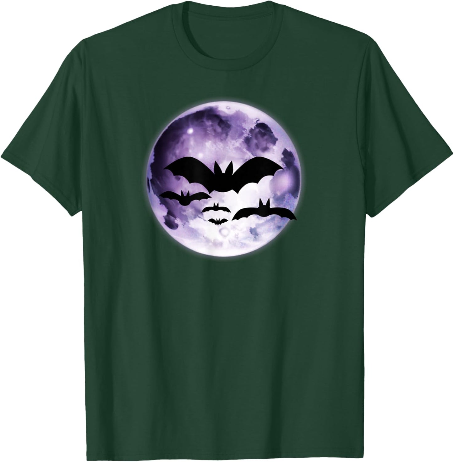 Beautiful Flying Bats Purple Full Moon Silhouette T-Shirt - T-Shirt | Forest