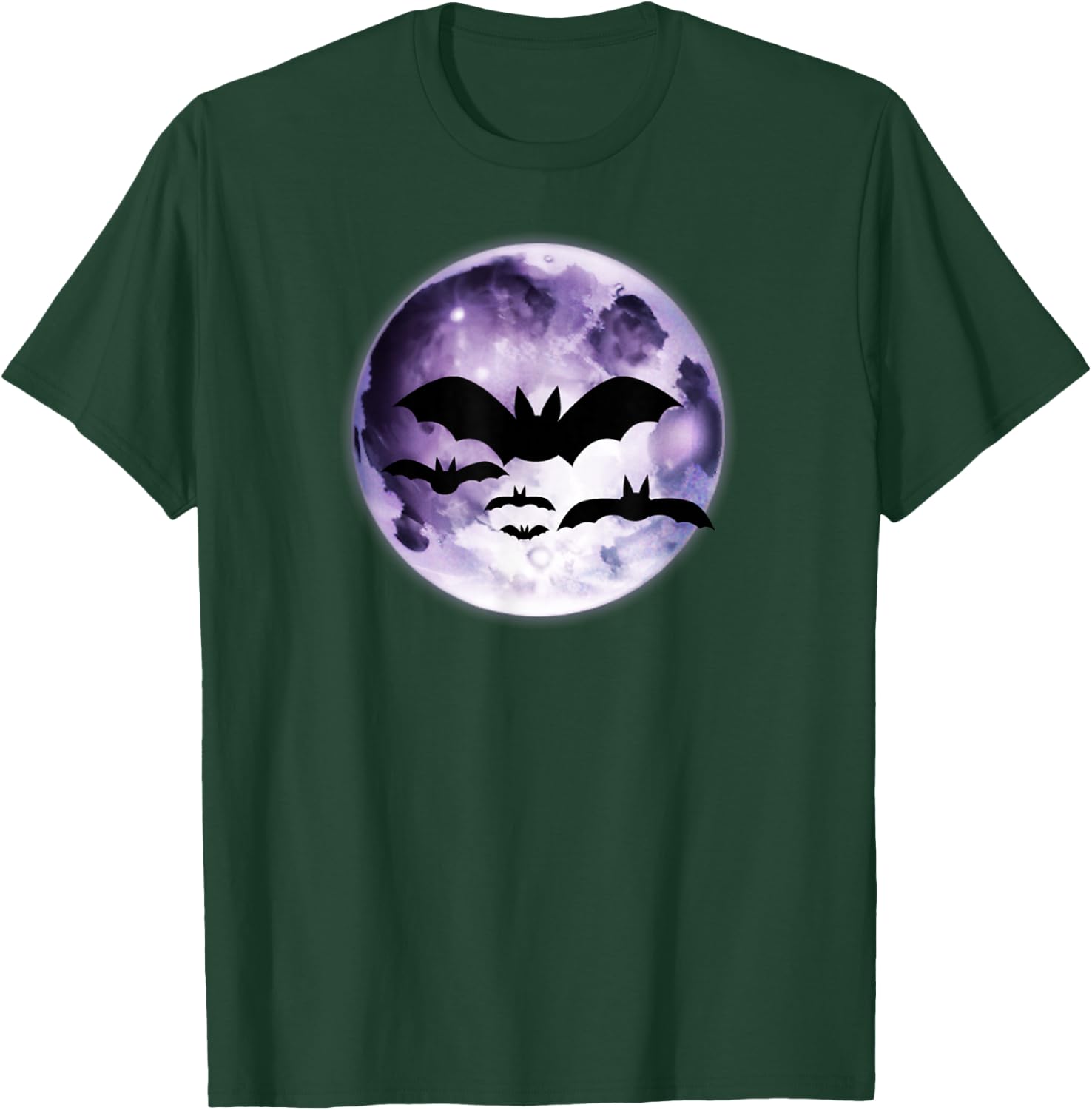 Beautiful Flying Bats Purple Full Moon Silhouette T-Shirt - T-Shirt | Forest