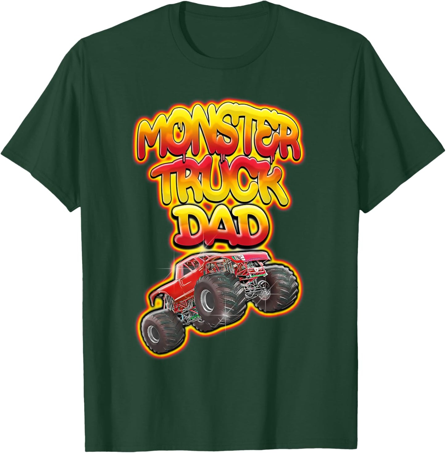 Monster Truck Dad Hot Red Graffiti Style T-Shirt - T-Shirt | Forest