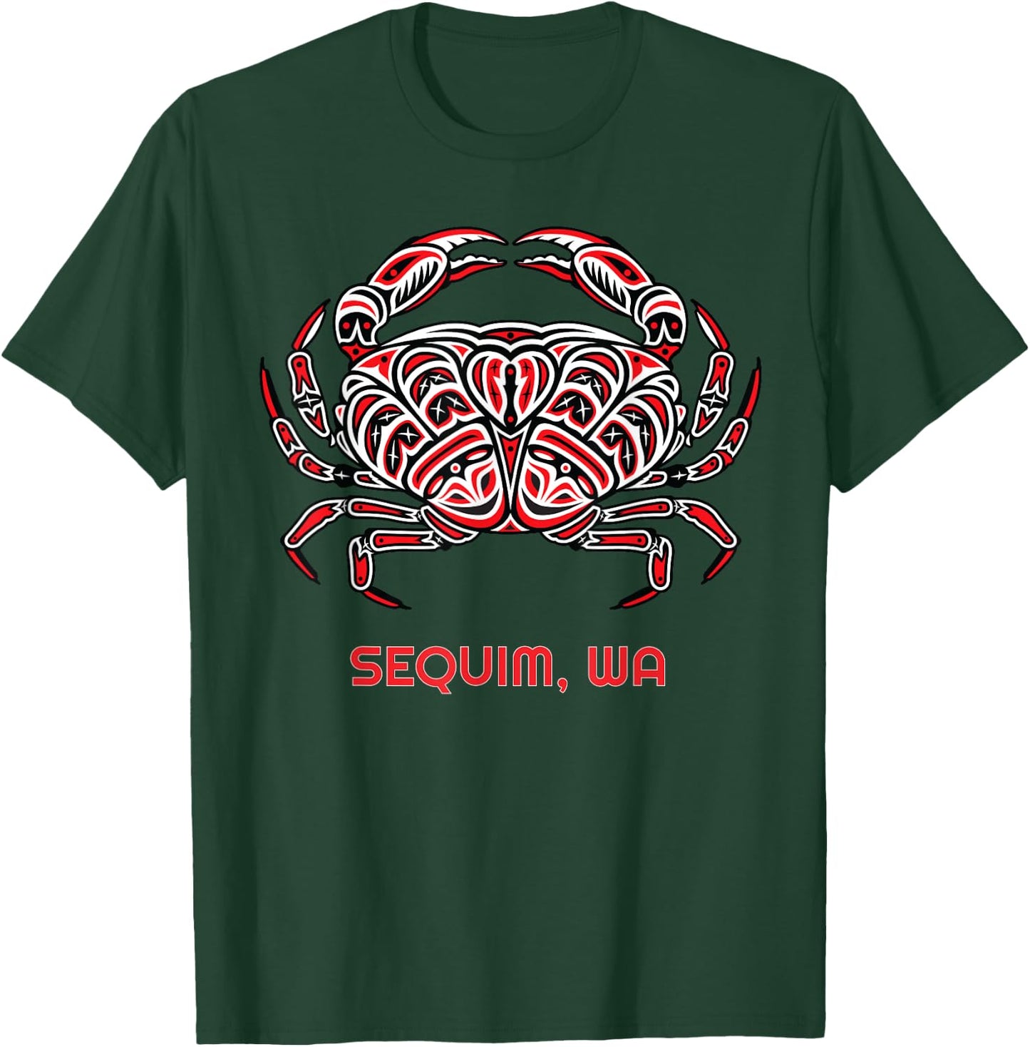 Sequim Washington Dungeness Crab Native American Indian T-Shirt - T-Shirt | Forest