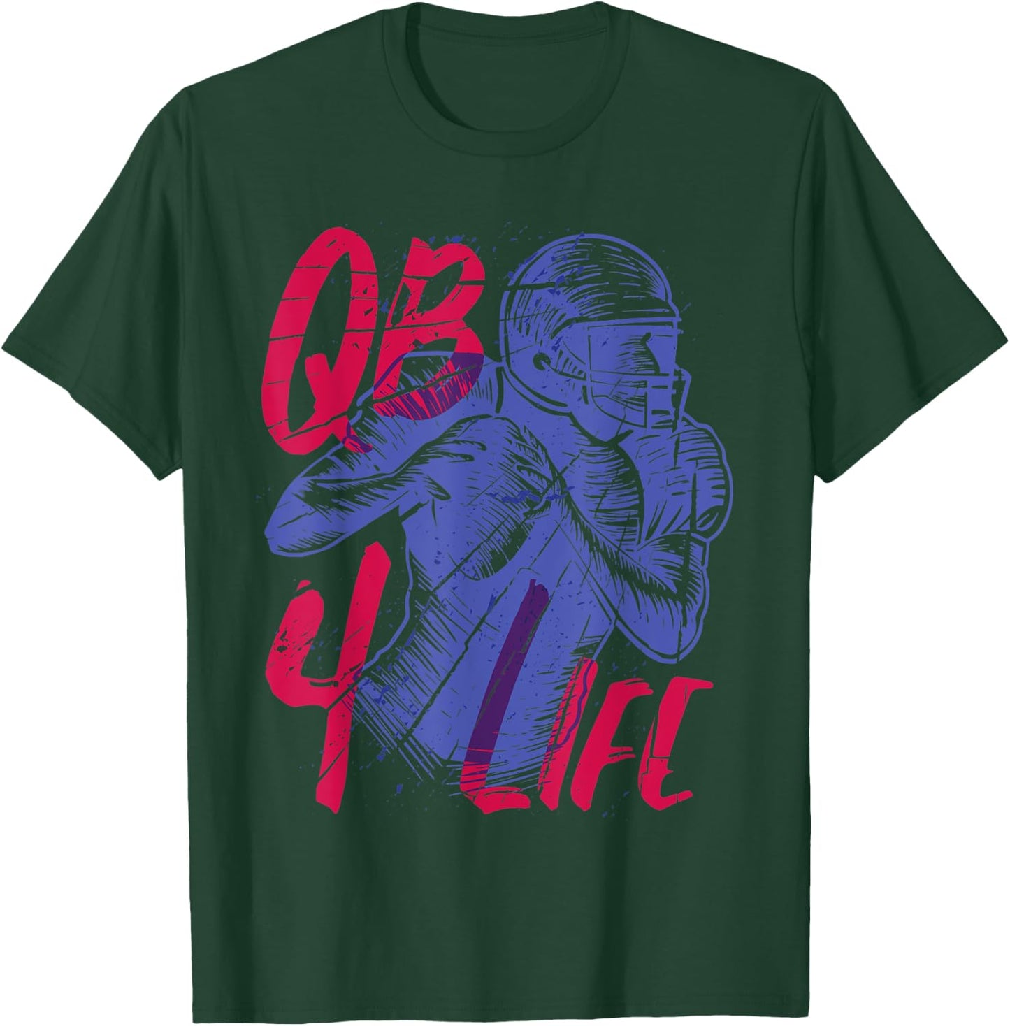 American Football Team Player QB for life Quarterback Gift T-Shirt - T-Shirt | Forest
