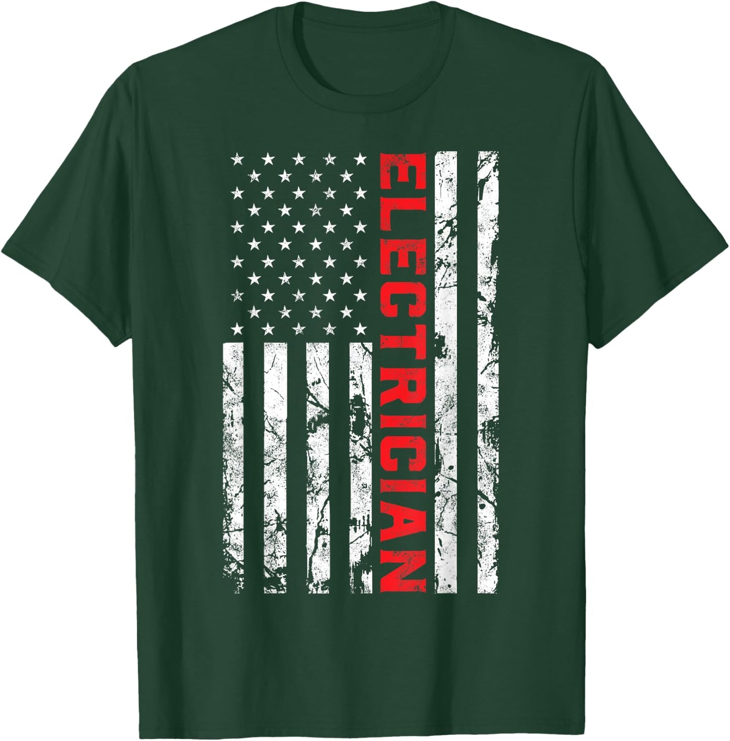 Electrician Patriotic American flag electrician father day T-Shirt - T-Shirt | Forest