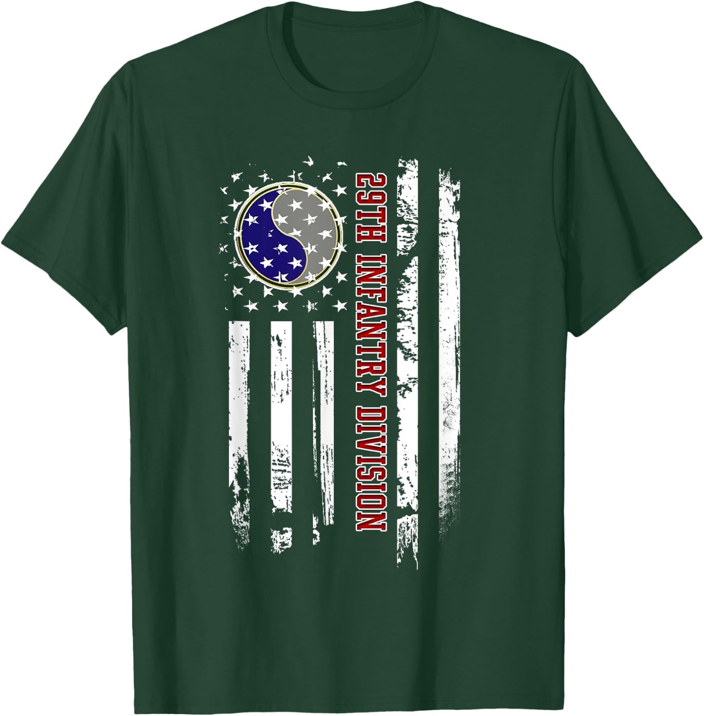 29th Infantry Division Veteran USA Flag Veterans Day Xmas Women Men T-Shirt - T-Shirt | Forest