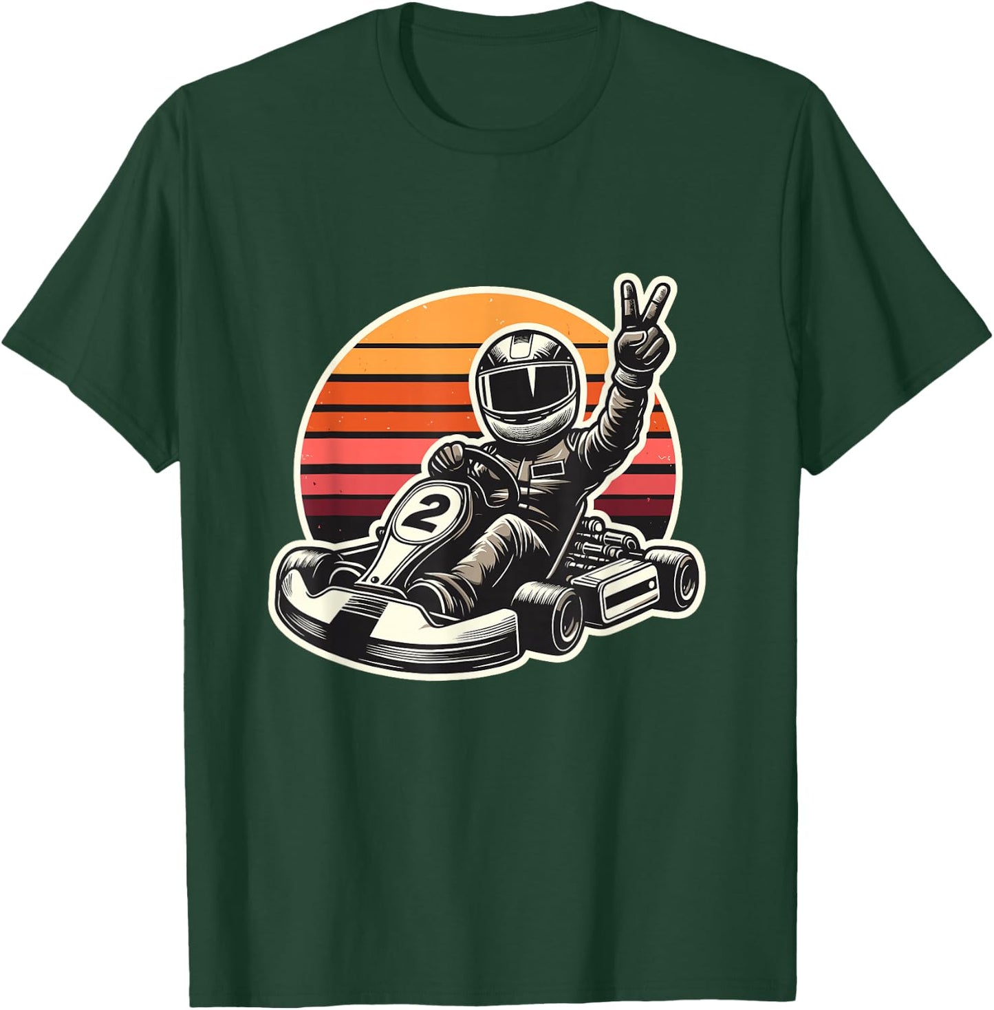Funny Retro Sunset Karting Go Kart Racing T-Shirt - T-Shirt | Forest
