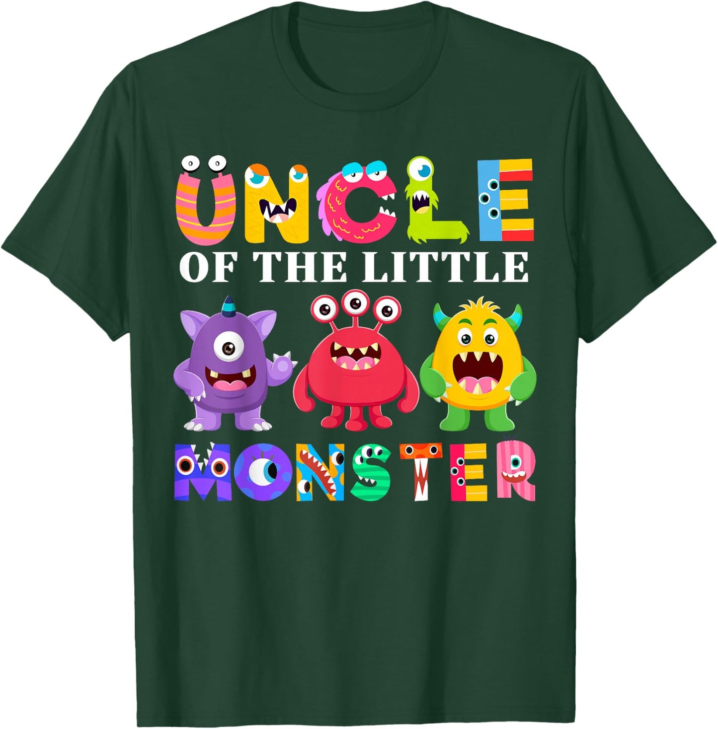 Uncle Of The Little Monster Birthday Party Family Monster T-Shirt - T-Shirt | Forest