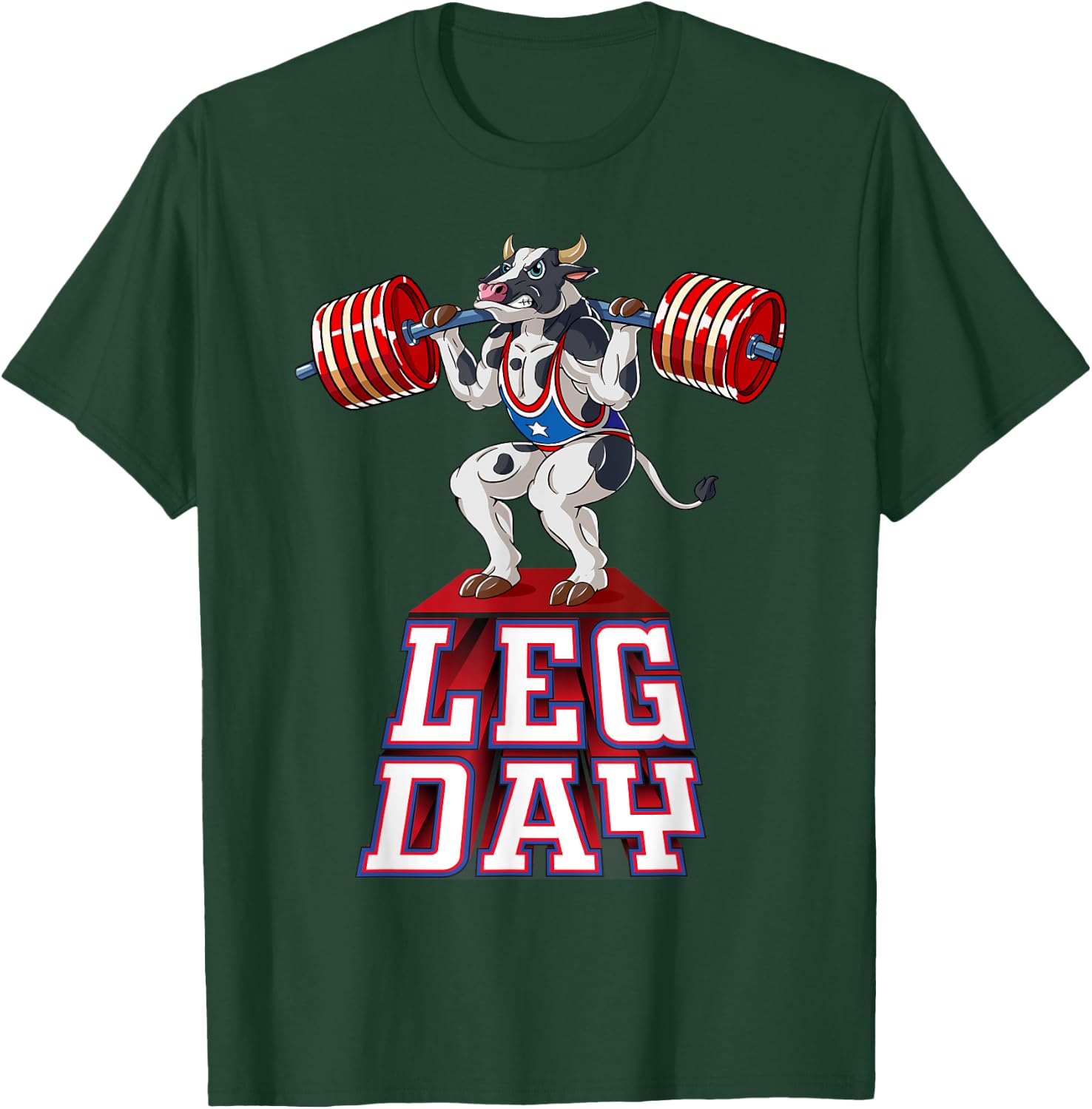 Leg Day cow Weight Lifting Squat Gym Training T-Shirt - T-Shirt | Forest