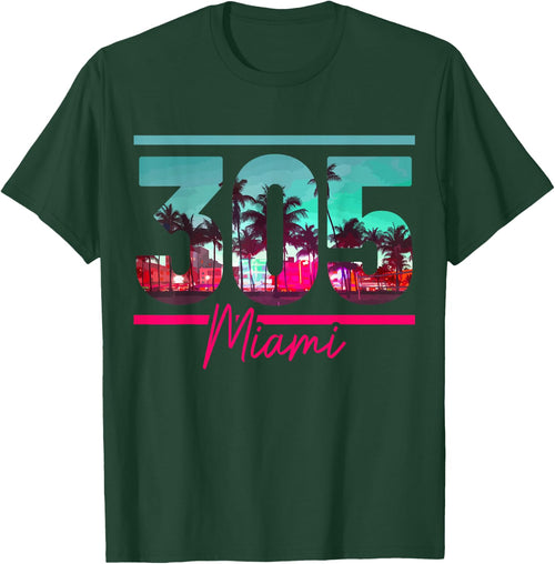 Miami 305 Area Code Florida Vintage Palm Trees Pride Retro