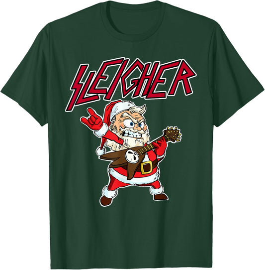 Sleigher Santa Claus Metal Christmas funny Hail Santa T-Shirt - T-Shirt | Forest