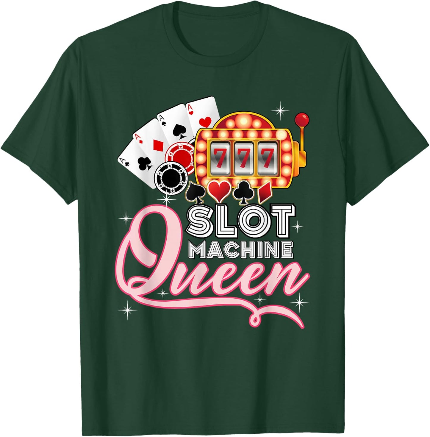 Lucky Slot Machine Queen Shirt - Funny Casino Gambling T-Shirt - T-Shirt | Forest