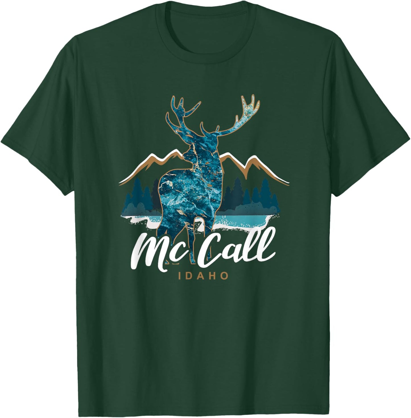 McCall Idaho ID USA Elk Mountains Payette Lake Resort Town T-Shirt - T-Shirt | Forest