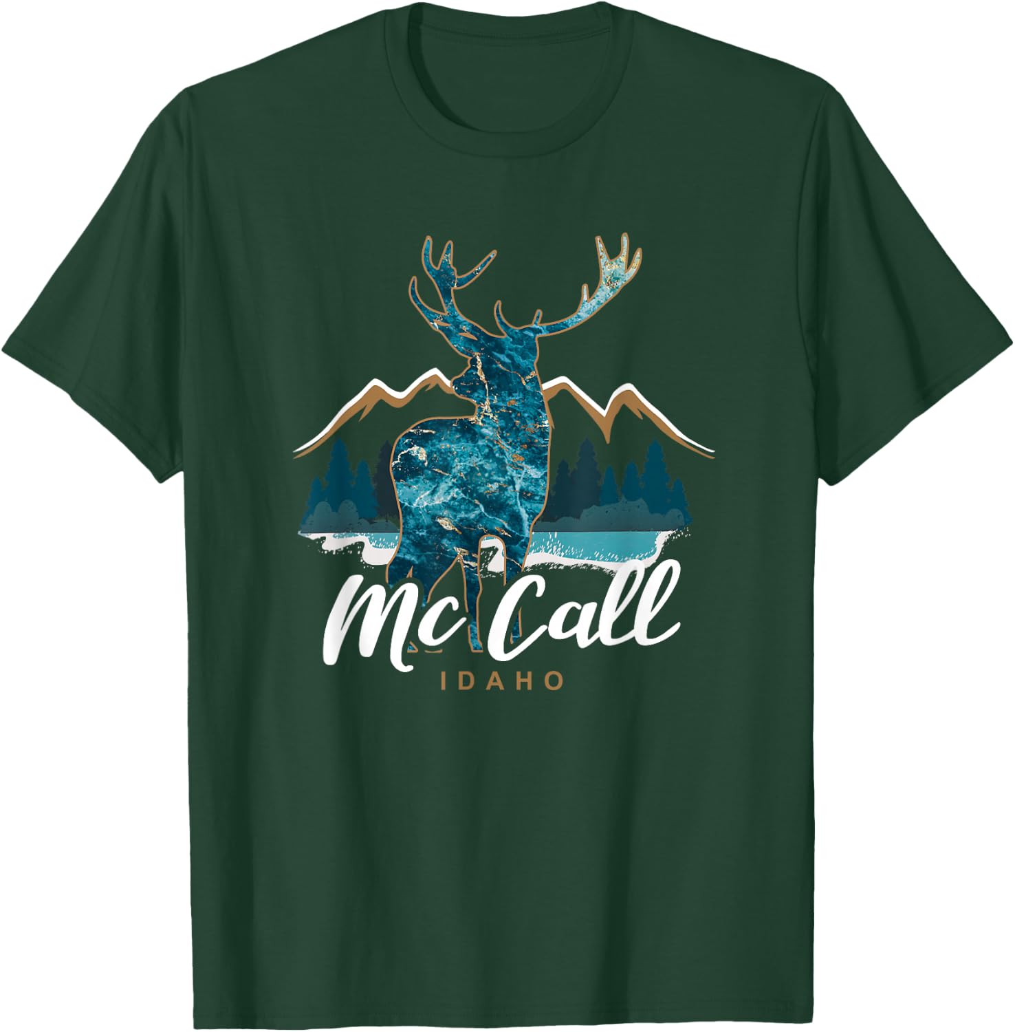 McCall Idaho ID USA Elk Mountains Payette Lake Resort Town T-Shirt - T-Shirt | Forest