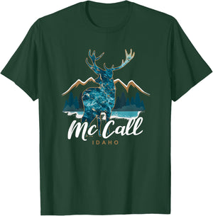 McCall Idaho ID USA Elk Mountains Payette Lake Resort Town T-Shirt - T-Shirt | Forest