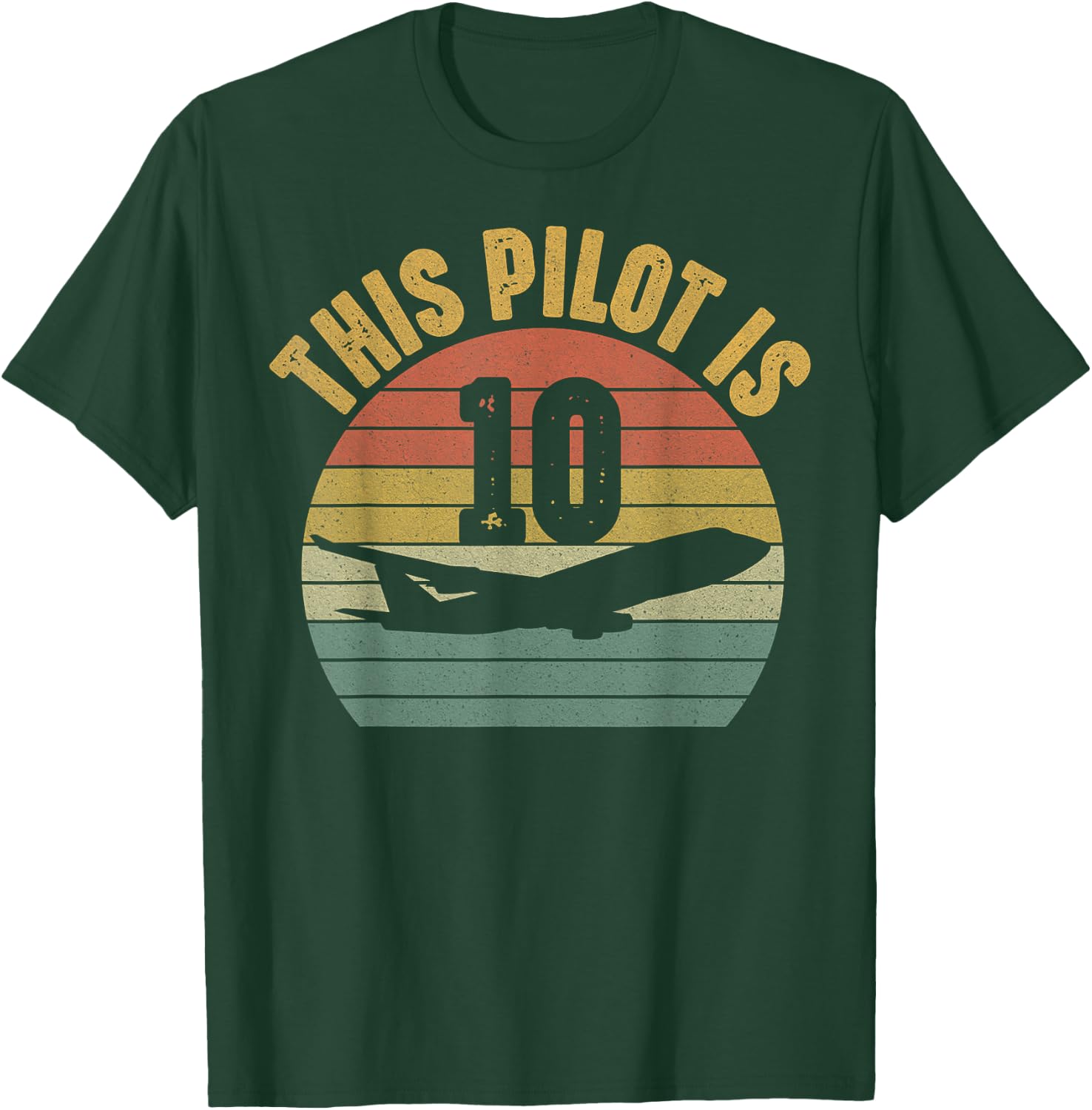 10 Year Old Aircraft Pilot 10th Birthday Aviation T-Shirt - T-Shirt | Forest